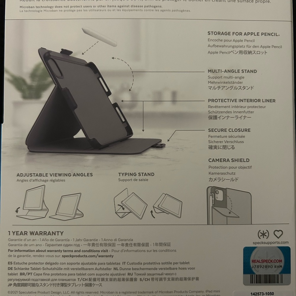 Speck - Balance Folio Case with Microban for iPad Mini 6 - Black - Picture 4 of 4